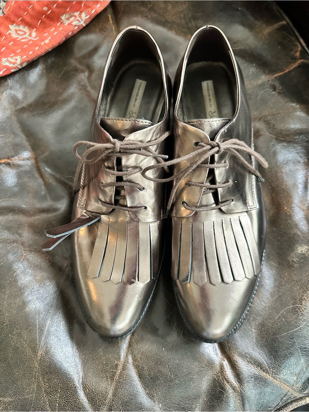 Platform Bronze Women’s Fringe Lace-Up Oxfords by Tosca Blu